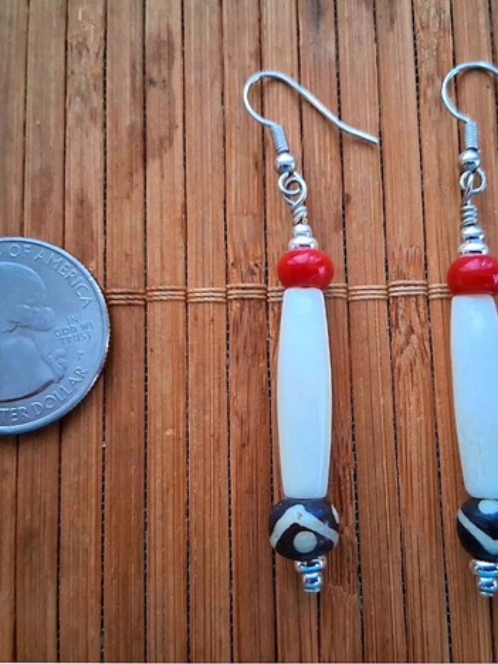 Bone & Agate Dangle Earrings